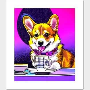 Corgi And Coffee Posters and Art